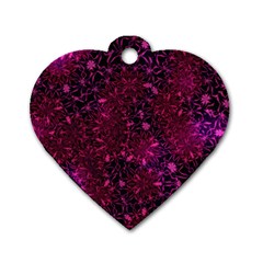 Retro Flower Pattern Design Batik Dog Tag Heart (one Side) by Amaryn4rt