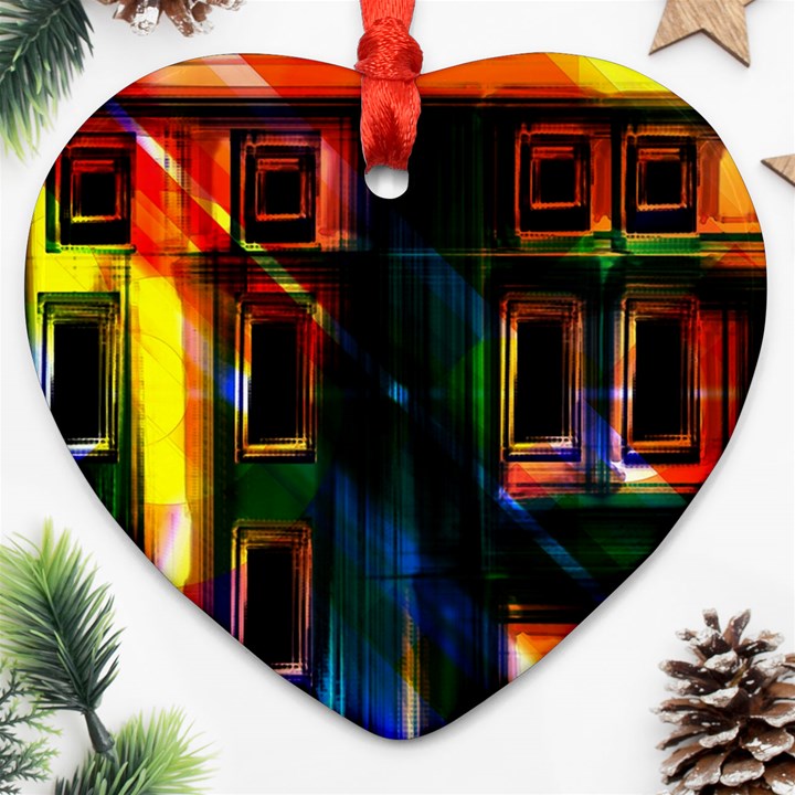 Architecture City Homes Window Heart Ornament (Two Sides)