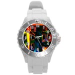 Architecture City Homes Window Round Plastic Sport Watch (L) Front