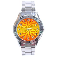 Background Brush Particles Wave Stainless Steel Analogue Watch