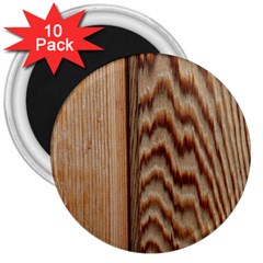 Wood Grain Texture Brown 3  Magnets (10 Pack)  by Amaryn4rt