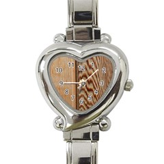 Wood Grain Texture Brown Heart Italian Charm Watch by Amaryn4rt