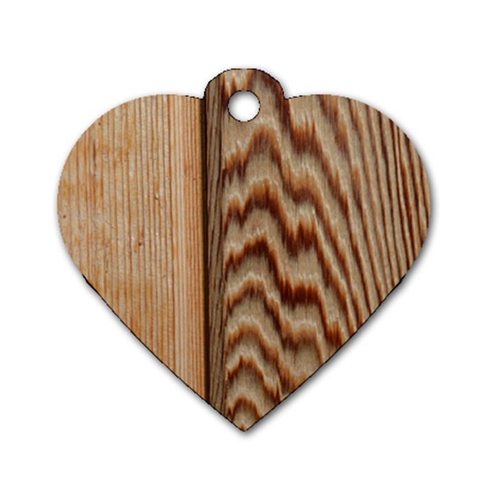 Wood Grain Texture Brown Dog Tag Heart (Two Sides)