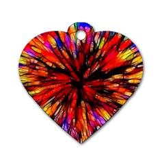 Color Batik Explosion Colorful Dog Tag Heart (Two Sides)