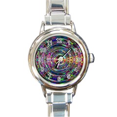 Wave Line Colorful Brush Particles Round Italian Charm Watch by Amaryn4rt