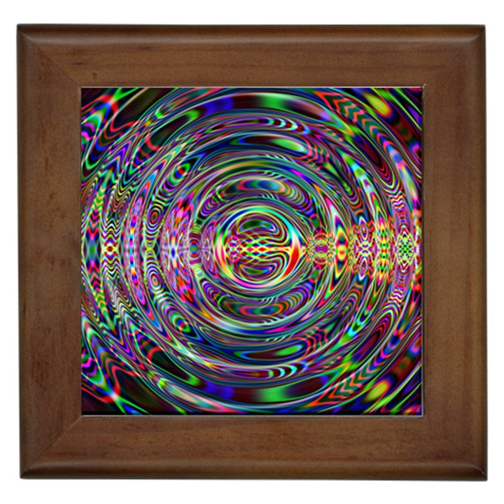 Wave Line Colorful Brush Particles Framed Tiles