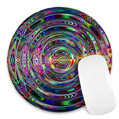 Wave Line Colorful Brush Particles Round Mousepads