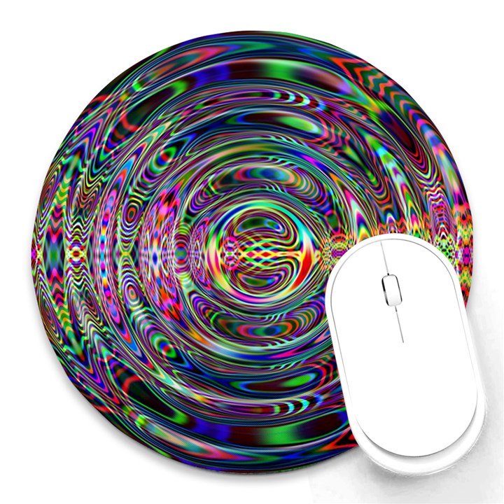 Wave Line Colorful Brush Particles Round Mousepads