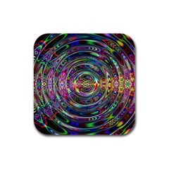 Wave Line Colorful Brush Particles Rubber Square Coaster (4 pack) 