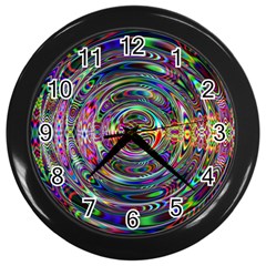 Wave Line Colorful Brush Particles Wall Clocks (Black)