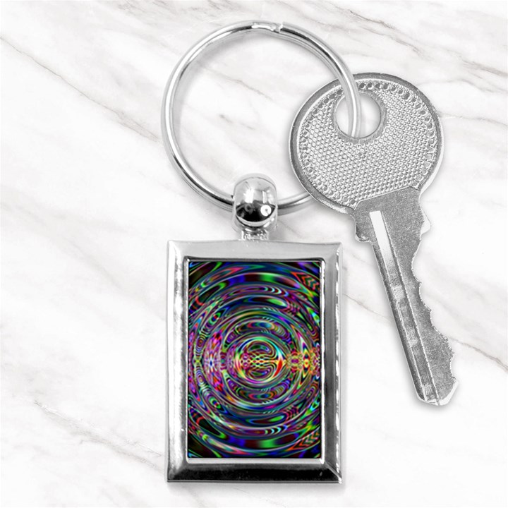 Wave Line Colorful Brush Particles Key Chains (Rectangle) 