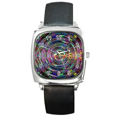 Wave Line Colorful Brush Particles Square Metal Watch