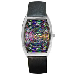 Wave Line Colorful Brush Particles Barrel Style Metal Watch