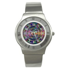 Wave Line Colorful Brush Particles Stainless Steel Watch