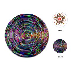 Wave Line Colorful Brush Particles Playing Cards (Round) 