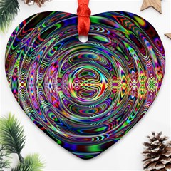 Wave Line Colorful Brush Particles Heart Ornament (Two Sides)