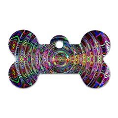 Wave Line Colorful Brush Particles Dog Tag Bone (two Sides)