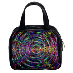 Wave Line Colorful Brush Particles Classic Handbags (2 Sides)