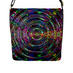 Wave Line Colorful Brush Particles Flap Messenger Bag (L) 