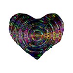 Wave Line Colorful Brush Particles Standard 16  Premium Flano Heart Shape Cushions Front