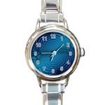 Abstract Fractal Blue Background Round Italian Charm Watch Front