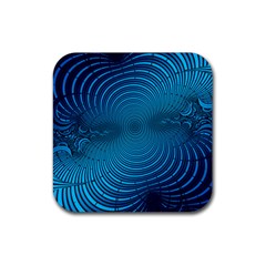 Abstract Fractal Blue Background Rubber Coaster (square)  by Amaryn4rt