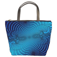 Abstract Fractal Blue Background Bucket Bags