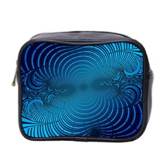 Abstract Fractal Blue Background Mini Toiletries Bag 2-side