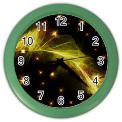 Particles Vibration Line Wave Color Wall Clocks by Amaryn4rt