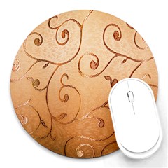 Texture Material Textile Gold Round Mousepads by Amaryn4rt