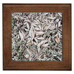 Ice Leaves Frozen Nature Framed Tiles by Amaryn4rt