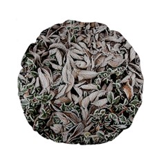 Ice Leaves Frozen Nature Standard 15  Premium Flano Round Cushions by Amaryn4rt