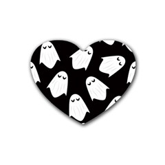 Ghost Halloween Pattern Rubber Coaster (heart)  by Amaryn4rt