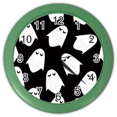 Ghost Halloween Pattern Color Wall Clocks by Amaryn4rt