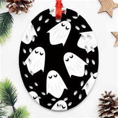 Ghost Halloween Pattern Ornament (oval Filigree)