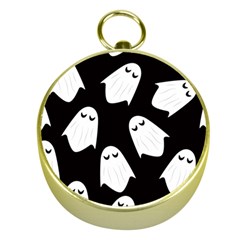 Ghost Halloween Pattern Gold Compasses by Amaryn4rt