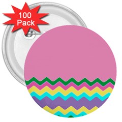 Easter Chevron Pattern Stripes 3  Buttons (100 Pack)  by Amaryn4rt