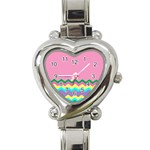 Easter Chevron Pattern Stripes Heart Italian Charm Watch Front