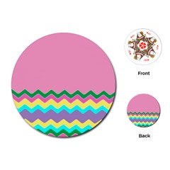 Easter Chevron Pattern Stripes Playing Cards (round)  by Amaryn4rt