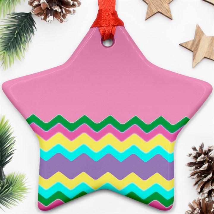 Easter Chevron Pattern Stripes Star Ornament (Two Sides)