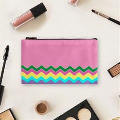 Easter Chevron Pattern Stripes Cosmetic Bag (small)  by Amaryn4rt