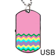 Easter Chevron Pattern Stripes Dog Tag Usb Flash (one Side) by Amaryn4rt