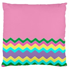 Easter Chevron Pattern Stripes Large Cushion Case (two Sides) by Amaryn4rt