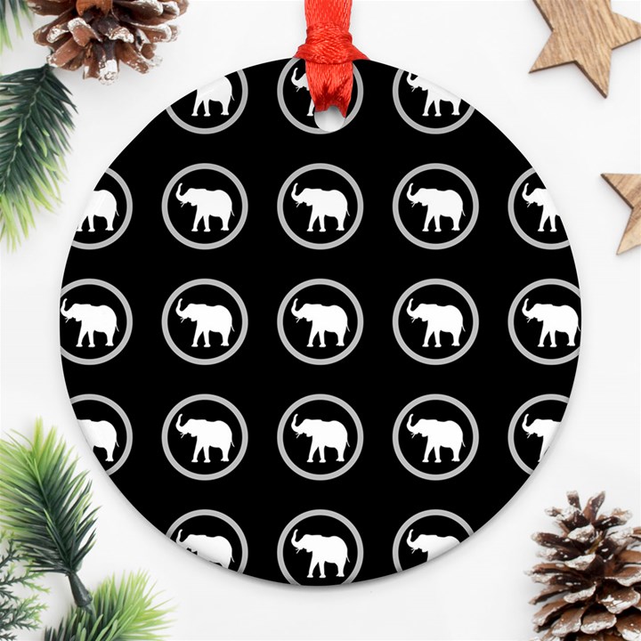 Elephant Wallpaper Pattern Ornament (Round)