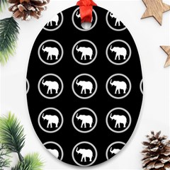 Elephant Wallpaper Pattern Ornament (oval) by Amaryn4rt