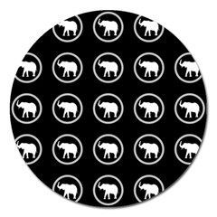 Elephant Wallpaper Pattern Magnet 5  (round) by Amaryn4rt