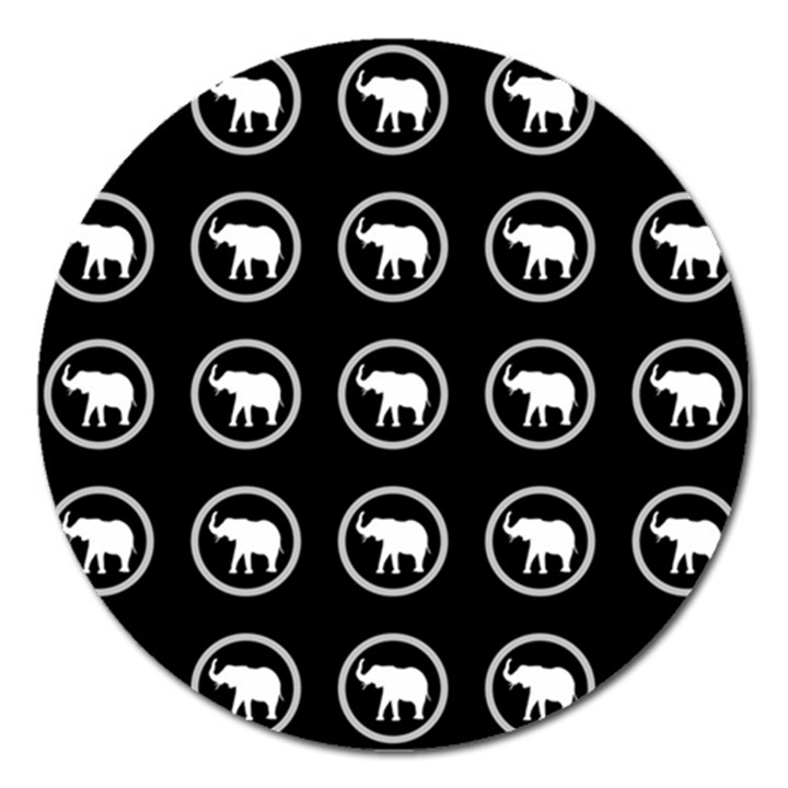 Elephant Wallpaper Pattern Magnet 5  (Round)