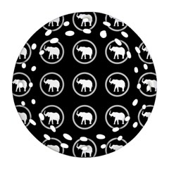 Elephant Wallpaper Pattern Ornament (round Filigree) by Amaryn4rt