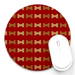 Dog Bone Background Dog Bone Pet Round Mousepads by Amaryn4rt