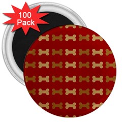 Dog Bone Background Dog Bone Pet 3  Magnets (100 Pack)